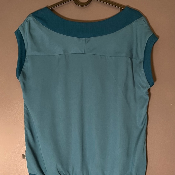Marie C Teal Cap-Sleeve Blouse - Size S - Picture 2 of 6
